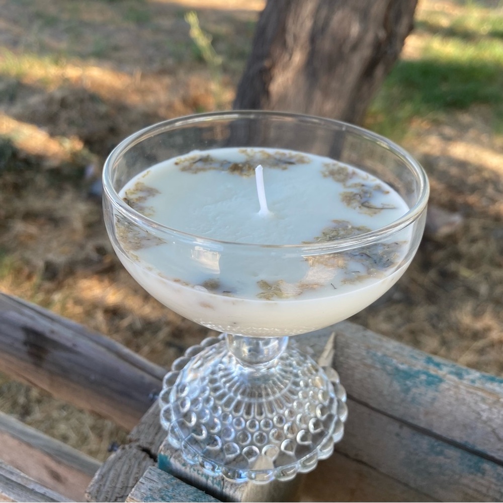 Handmade Soy Morning Rain Scented Botanical Glass Container Candle